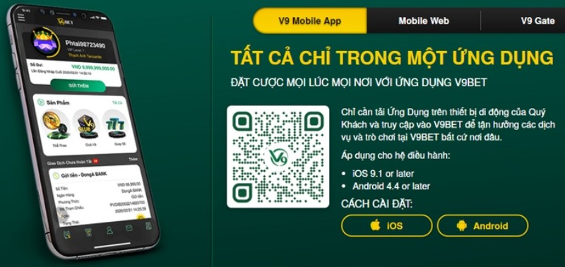 Tải app V9bet cho hệ điều hành iOS