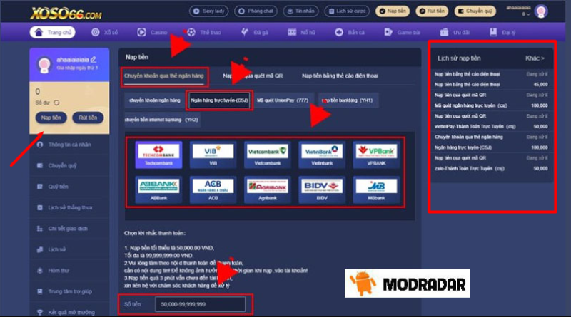 Hướng dẫn nạp tiền Xoso66 cực kỳ dễ hiểu và chi tiết cho người chơi